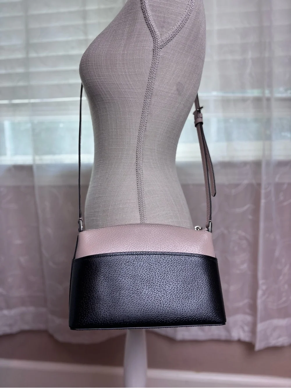 kate spade Two-Tone Black and Beige Pebble Leather Crossbody
